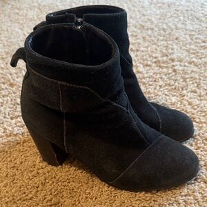 Toms Black Suede Heeled Boots